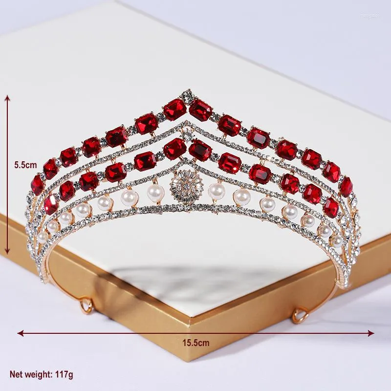 Hårklipp Brud Pearl Crown Crystal Rhinestone Wedding Alloy Birthday Vuxen Gift Luxury Girl Headwear