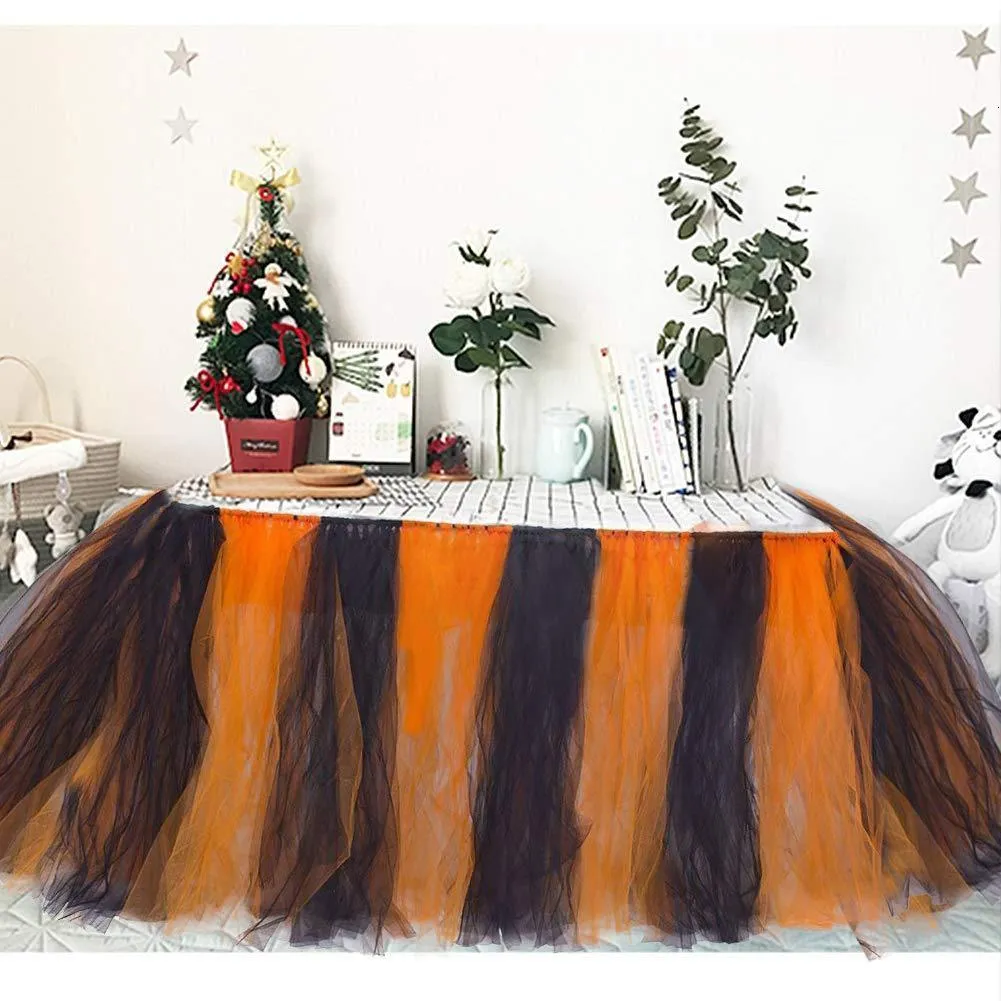 テーブルスカートハロウィーンテーブルスカートdiy Tutu Tablewareスカート結婚誕生日テーブル装飾ベビーシャワーの好意パーティーホームテキスタイル230925