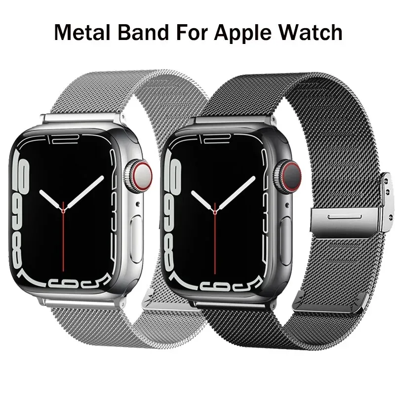 Milanese slingband för Apple Watch 9 Band Ultra 2 45mm 49mm 44mm 40 41 mm metall rostfritt stål armband iwatch Series 8 7 6 SE 5 Correa