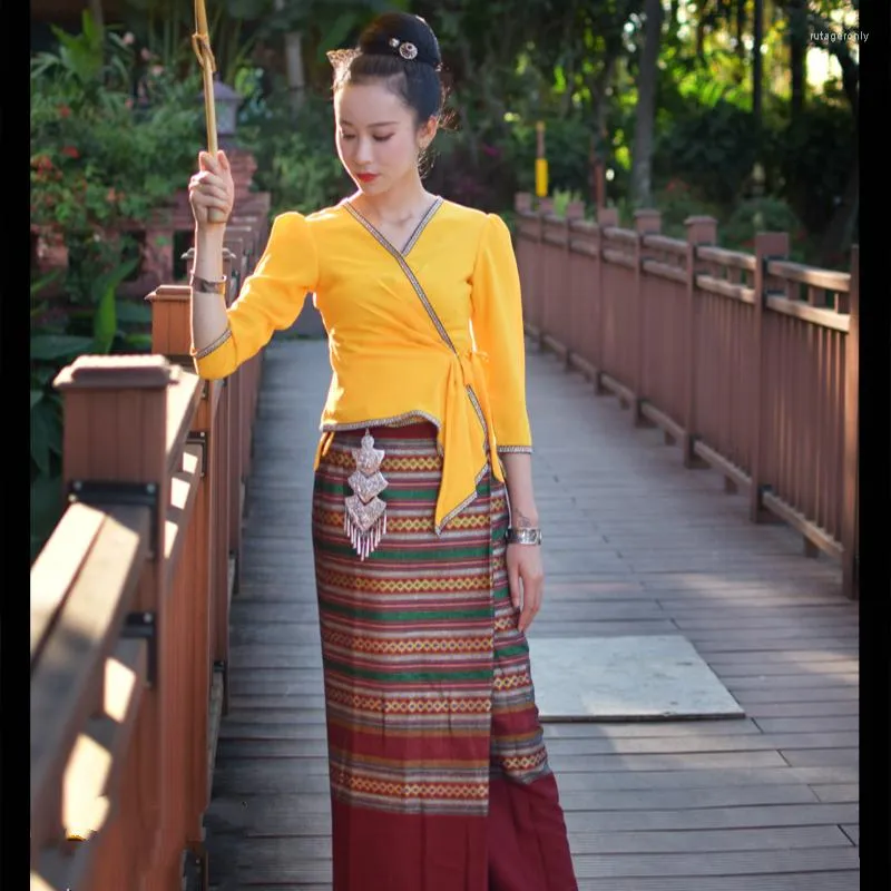 Ethnische Kleidung, thailändischer Kleidungsstil, Sommer, dünn, atmungsaktiv, Alltagskleidung, Phasin, asiatische Kleidung für Frauen, traditionell, Thailand