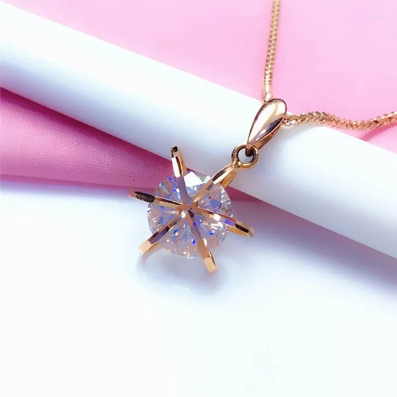 Kedjor Creative Plated 14k Rose Gold Geometric Stars Pendant 585 Sparkling Crystal Necklace Light Luxury Jewelry Gift