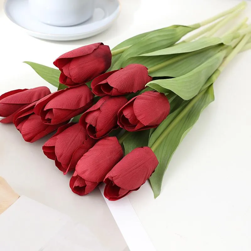 Decorative Flowers 3pcs High End Touch Moisturizing Tulip Artificial For Home Decoration Cake Pography And Scenery