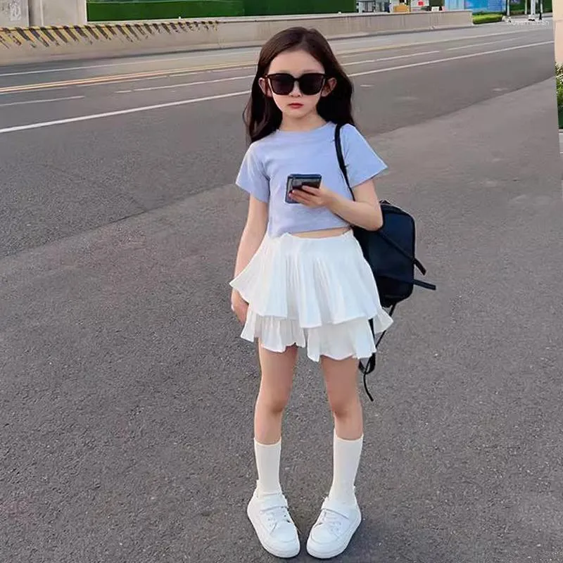 Conjuntos de ropa de verano para ni as conjunto de 2 uds. Top corto para beb s faldas en capas ropa para ni os traje para adolescentes moda