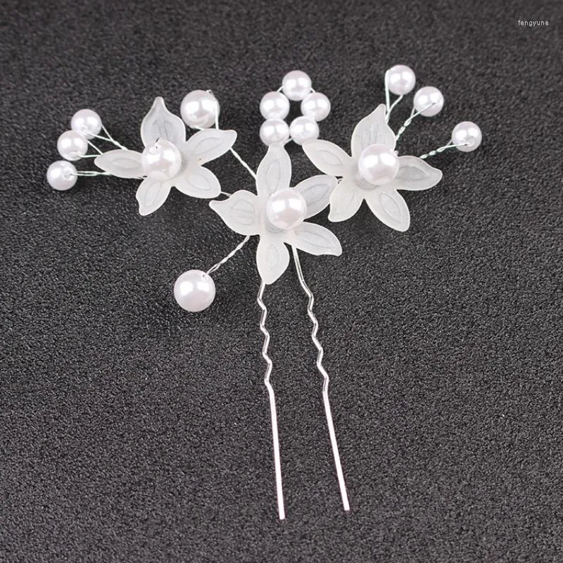 Fermagli per capelli Copricapo da sposa da donna Accessori di fiori smerigliati Sposa fatta a mano con perle Forcina per styling.