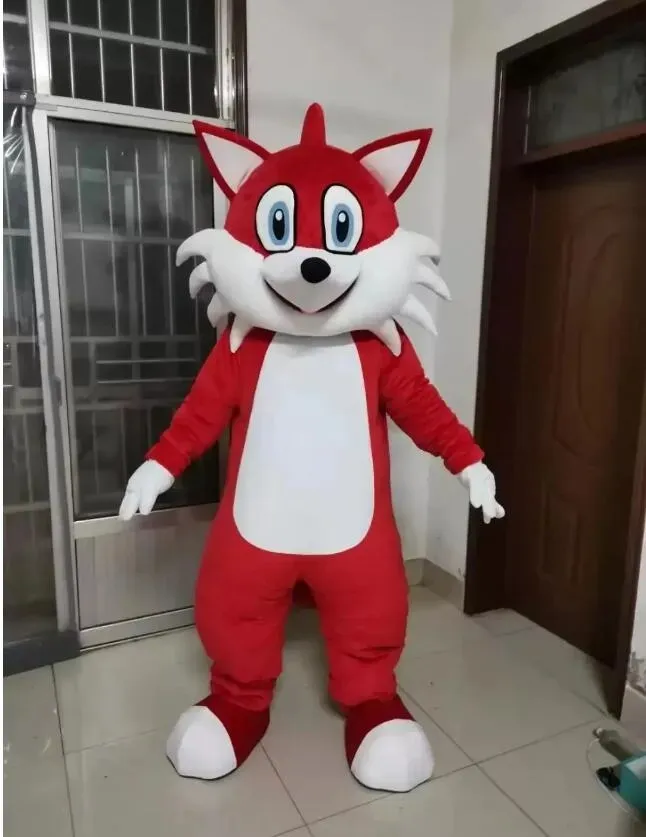 Fantasia de mascote de raposa vermelha de Halloween, adereço para mostrar boneca de desenho animado, fantasia de boneca humana