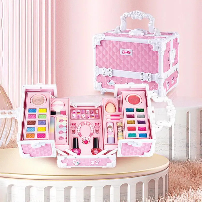 هالوين ألعاب طقم مكياج الأطفال للفتيات أحمر الشفاه تظاهر بلعب Pink Unicorn Princess Amavable Kid Gift 230925