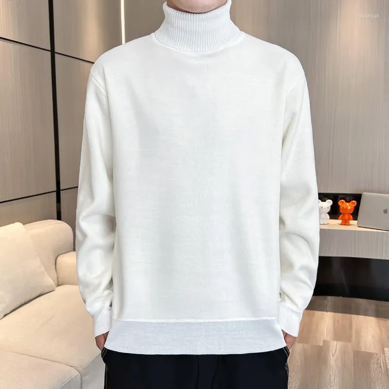 メンズセーターZongke Thin White Turtleneck Men Clothing Pullover Seaterヴィンテージニットタートルネックマン服2023秋