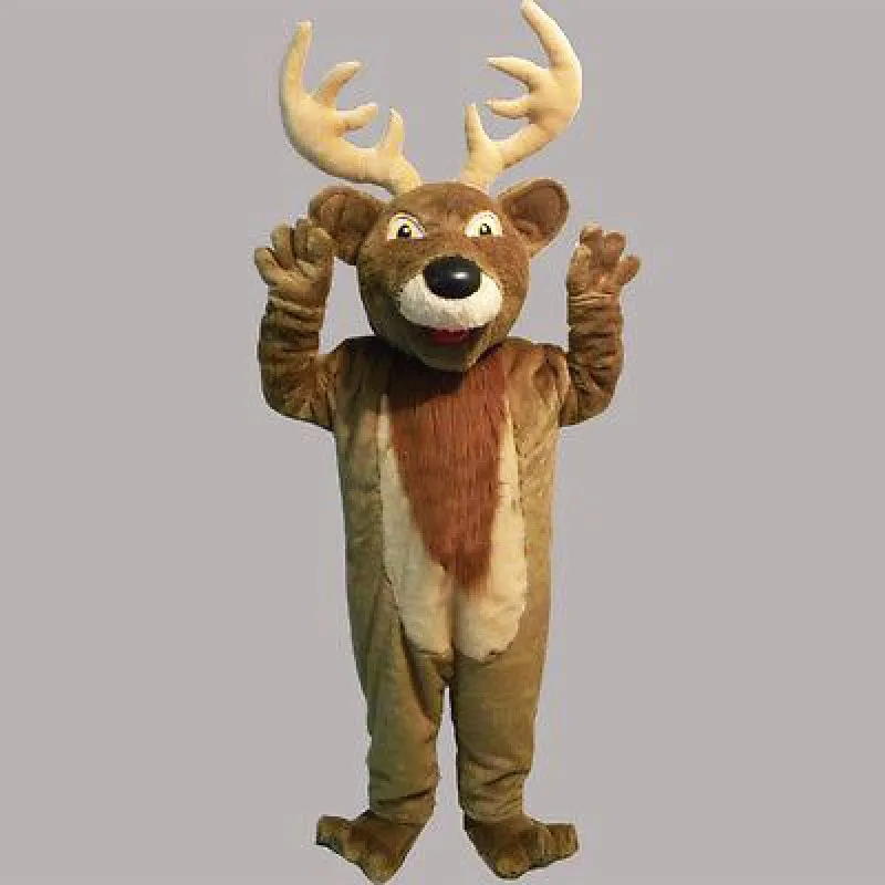 Desconto Fábrica de cervos adulto mascote traje fantasia vestido aniversário festa de natal terno carnaval
