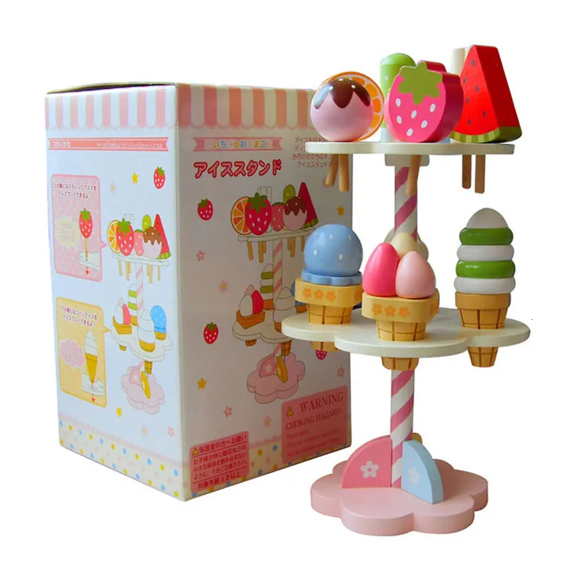 Küchen Spielen Essen Baby Spielzeug Simulation Magnetische Eis Creme Holz Pretend Küche Kleinkind Geburtstag Weihnachten Geschenk Ratte 230925