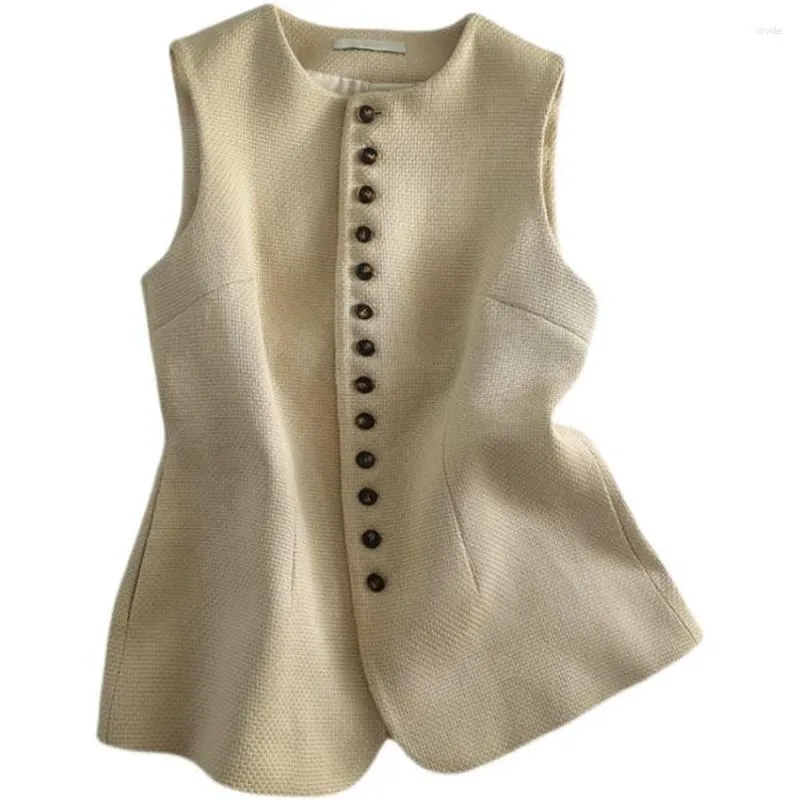 Gilets pour femmes 2023 Femmes Gilet à poitrine unique Mode Dame élégante Costume solide Grande taille Femme Slim Manteau sans manches Vestes WZ2258