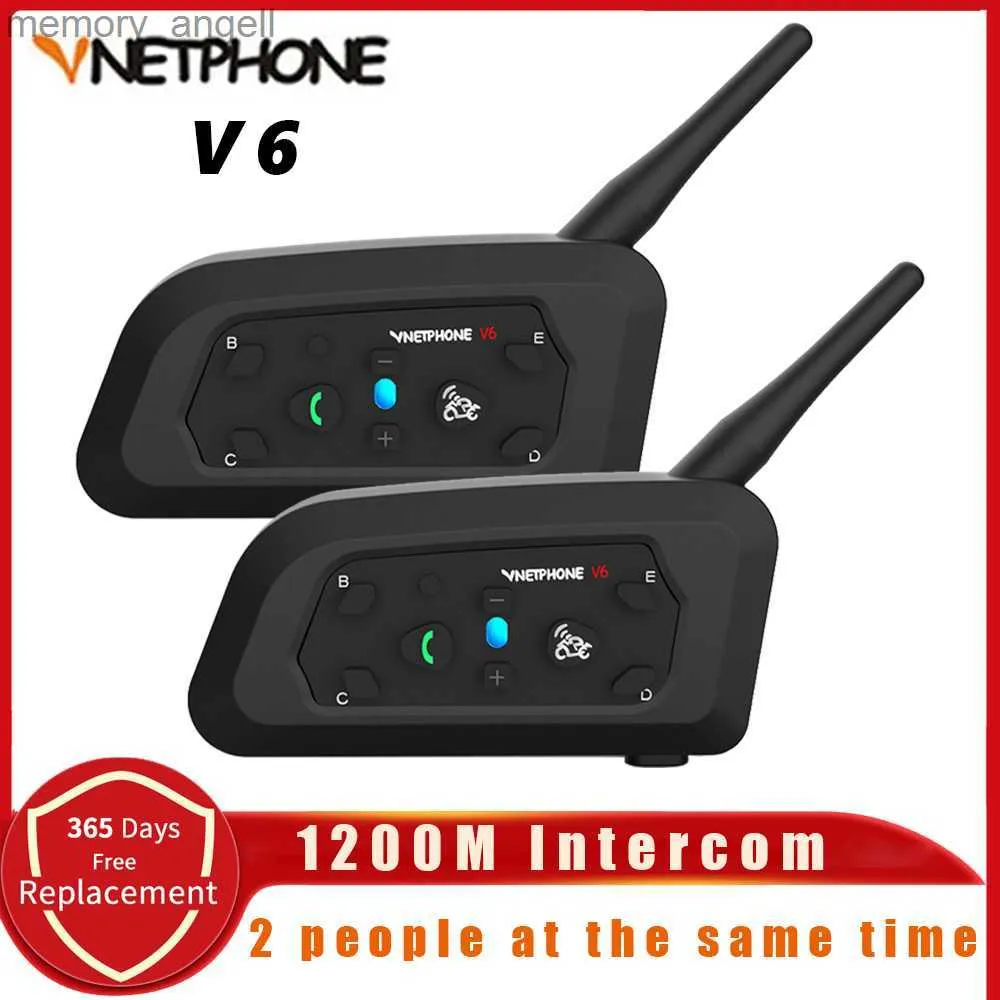 VNETPHONE V6-1200 Bluetooth Motorcycle Interphone 1200M Full-duplex Intercom Wireless Headset for 6 Riders