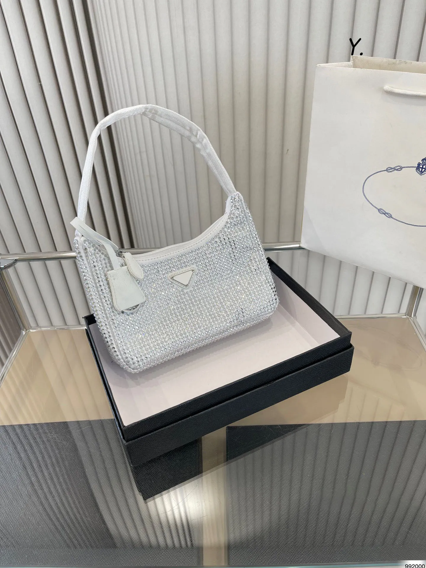 Designer Ribbon Handbag: Crystal Bling Shoulder Bag For