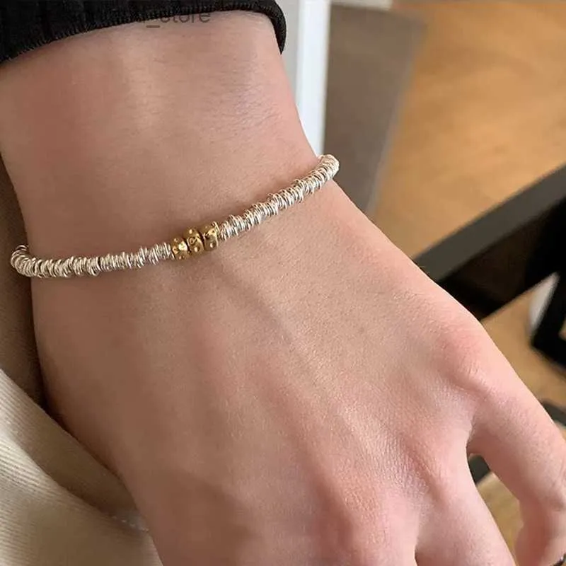 Charm Bracelets VENTFILLE 925 Sterling Silver Gold Color Bead Korean Bracelet For Women Simple Temperament Versatile Jewelry Gift Dropshipping Q230925