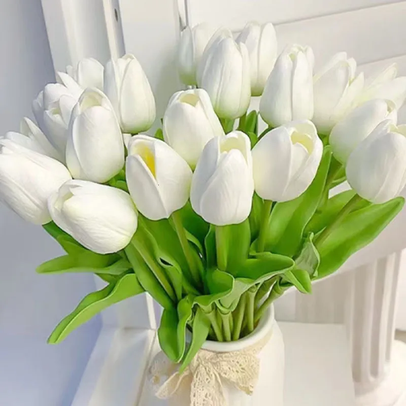 Fleurs séchées 5 pièces tulipe artificielle vraie touche Bouquet fausse décoration pour fournitures de mariage décor à la maison saint valentin 230923