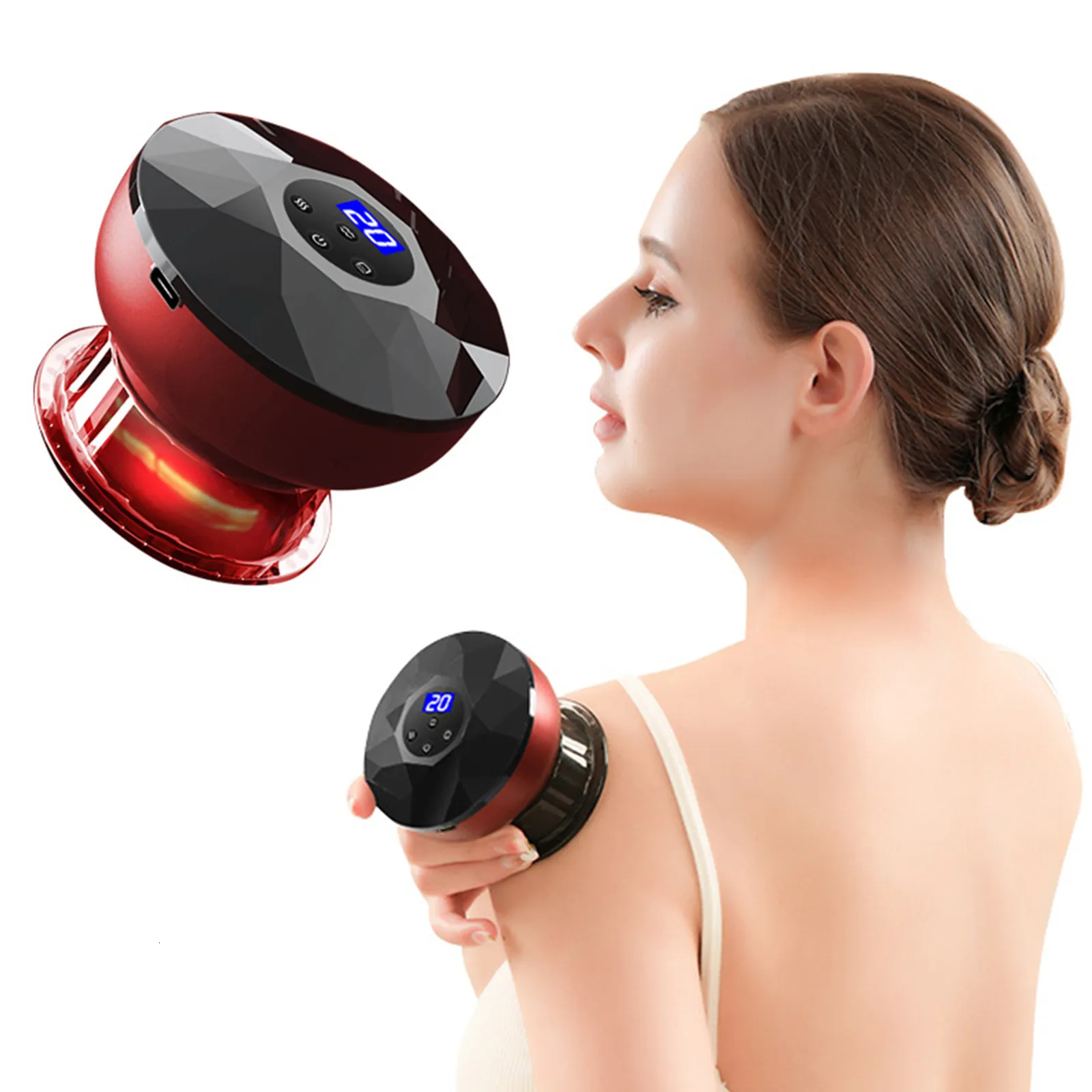 Masseur de dos Ensemble de thérapie par ventouses électriques Masseur de ventouses sous vide intelligent Rechargeable Guasha compresse thérapie anti-cellulite 12 vitesses 230923