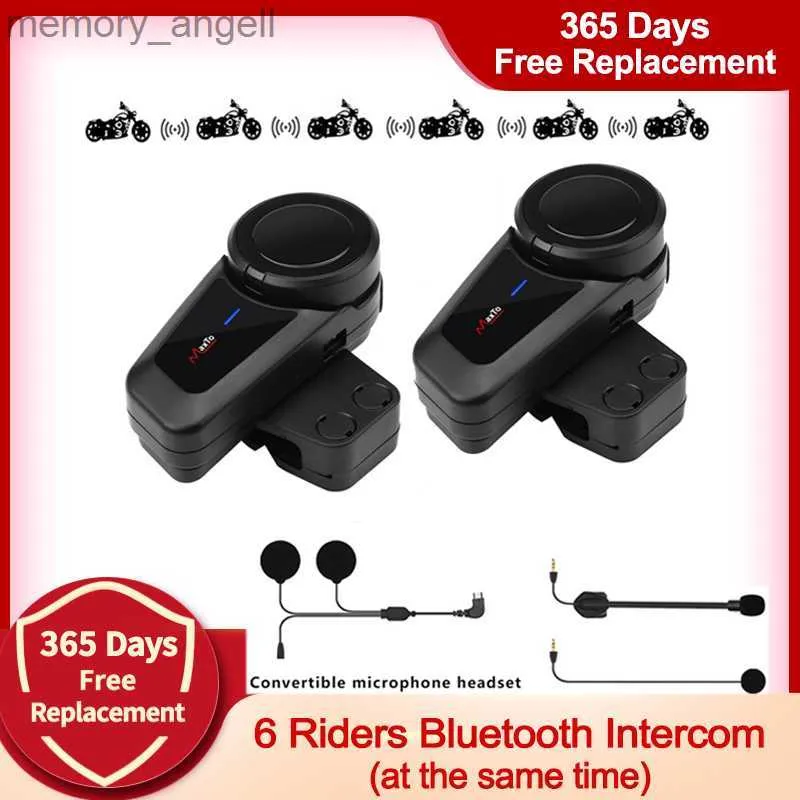 Walkie Talkie Maxto M2 Helmet Bluetooth Intercom Motorcykelhjälm Interphone Headset Trådlöst Bluetooth Moto -headset för 6 ryttare HKD230925