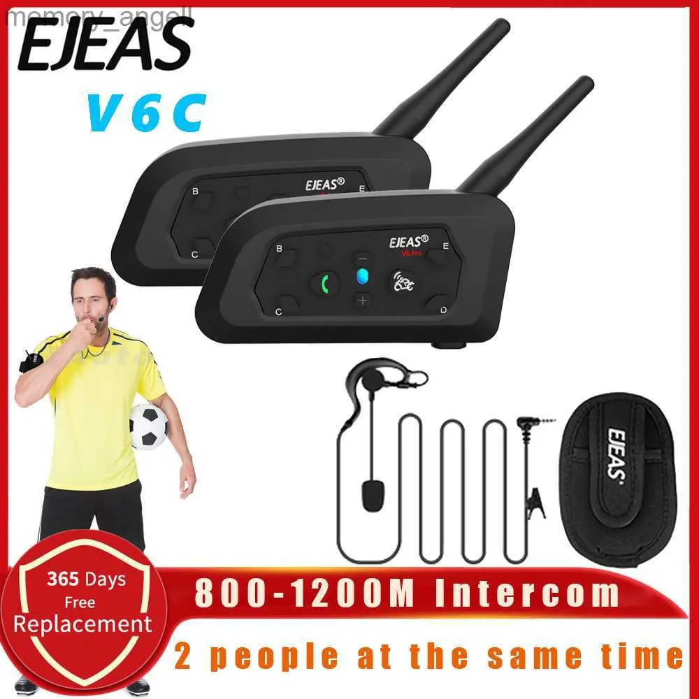 Walkie talkie ejeas v6c rpo professionell fotbollsdomare hjälm cykel intercom full duplex headset trådlöst 1200 m bt domare öron interphone hkd230925