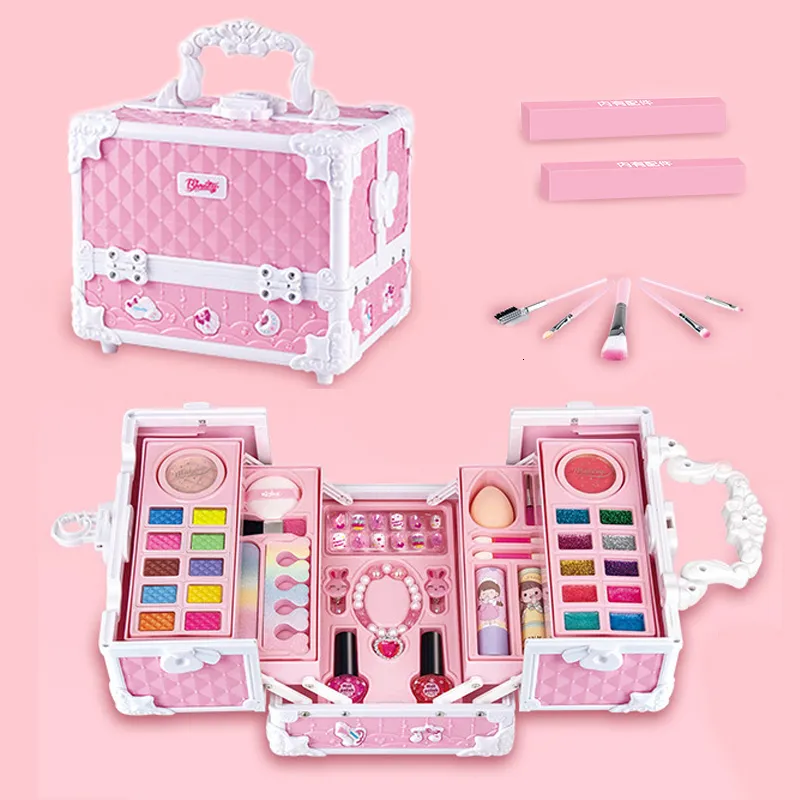 Kit Brinquedos De Maquiagem Para Crianças Menina Lavável Cosméticos Definir  Jogo Fingir Princesa