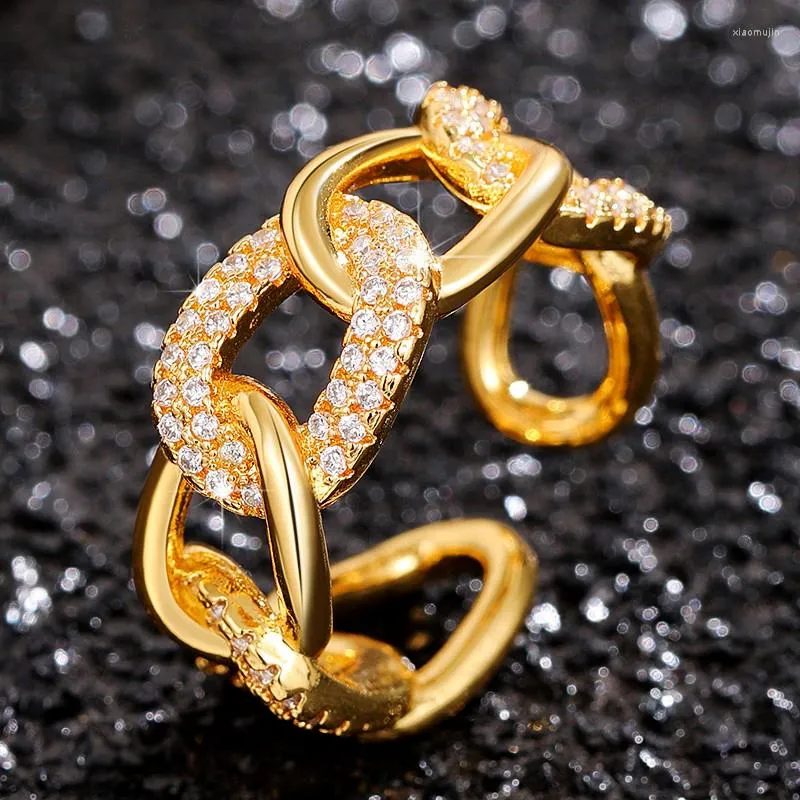 Anillos De Racimo CAOSHI Mujeres De Lujo Cadena Anillo Ajustable
