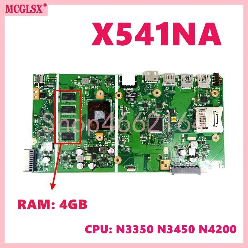 Płyty główne x541NA z N3350 N3450 CPU 4G-RAM Notebook Tablica ASUS X541 X541N X541NA Laptopa Tabela główna 100% Testowane OK 230925