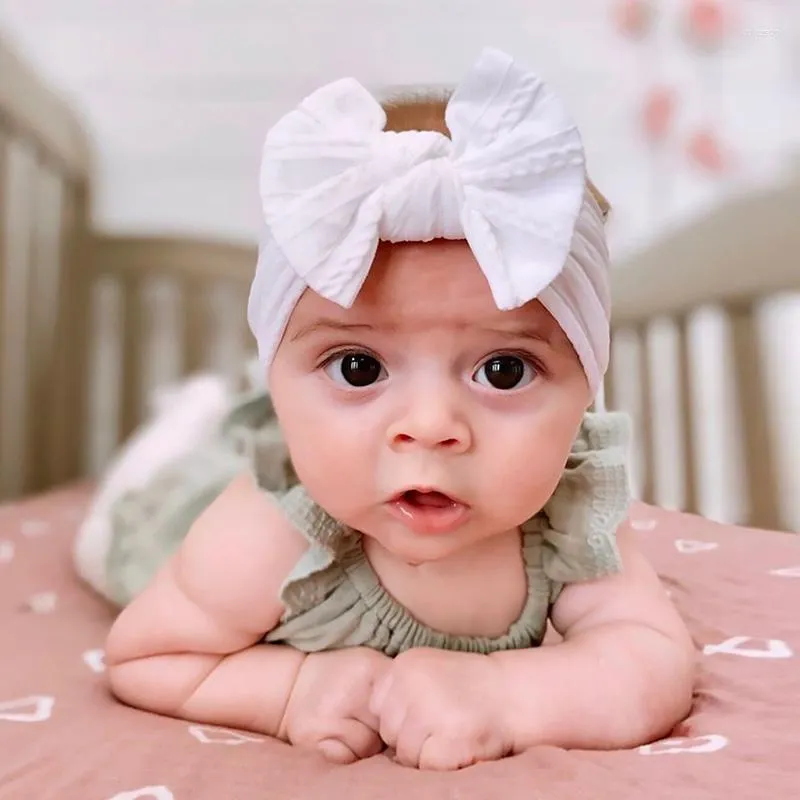 Hair Accessories Bows Baby Girls Headband Soft Nylon Elastic