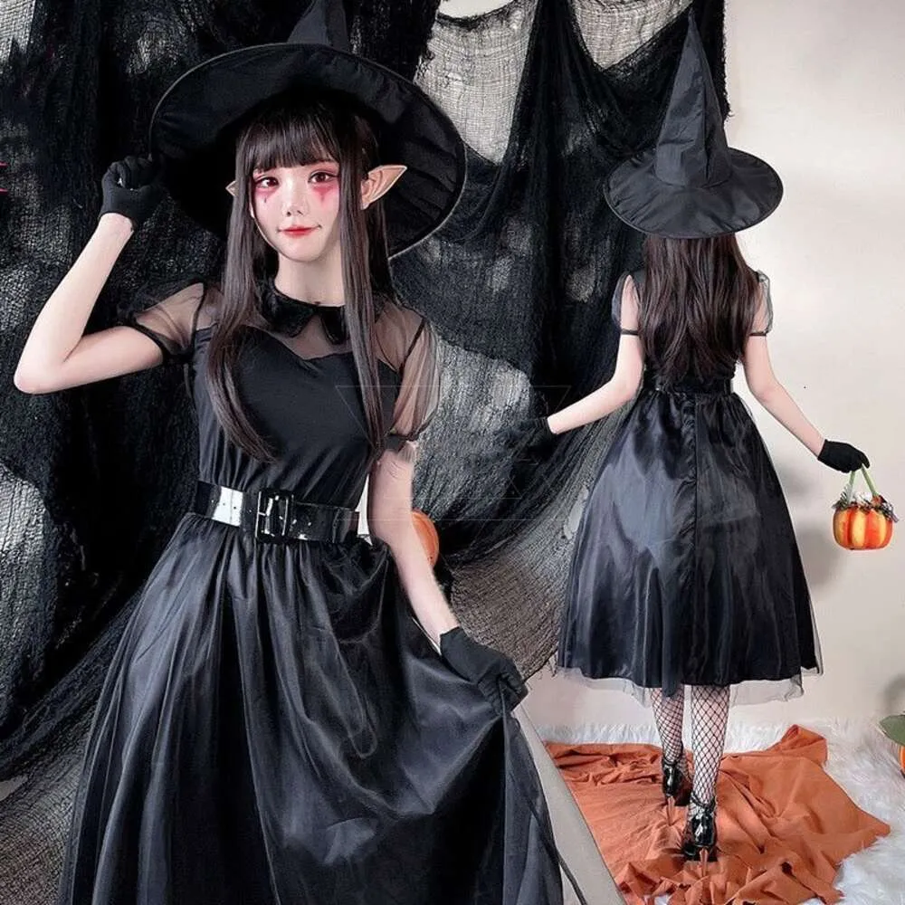 Svart trollkarlklänning Halloween Little Devil Witch Dress Ghost Bride Party Adult Cosplay Dress