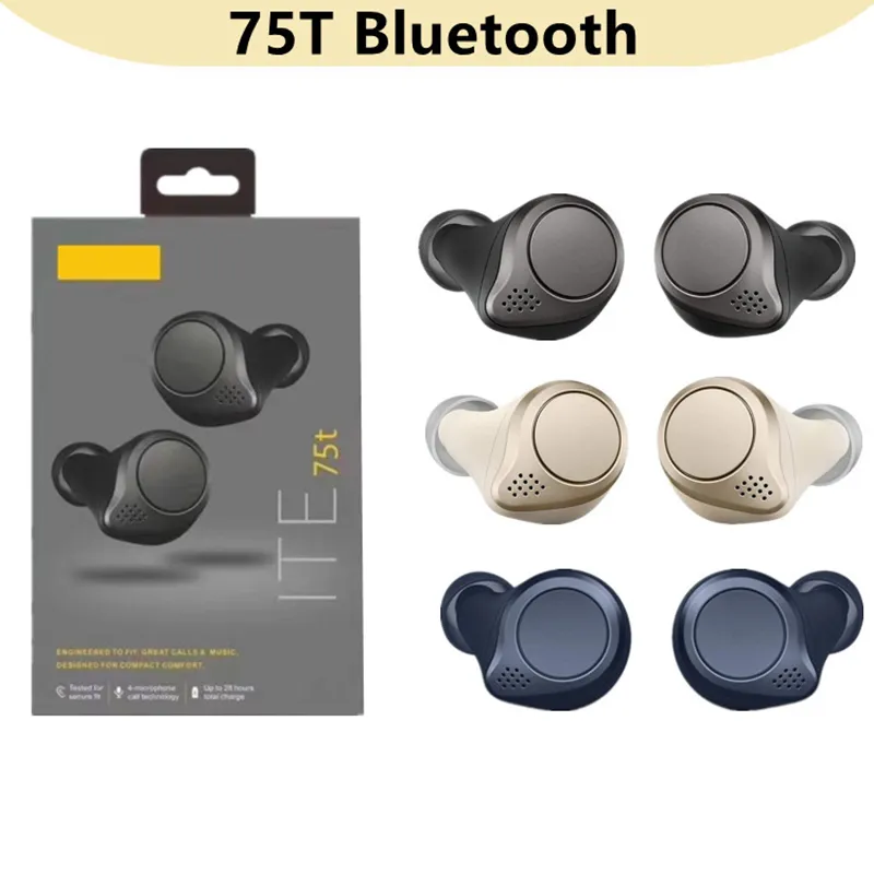 Sport Mini Elite 75T TWS écouteurs Bluetooth 5.0 véritable sans fil dans l'oreille écouteurs casque avec micro Auto paire chargeur boîte