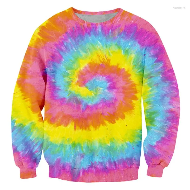 Moletons masculinos IFPD UE Tamanho 3D Tie Dye Print Moletons Homens / Mulheres Roupas de Primavera Oversize Camisas de Manga Longa Harajuku Pulôver Casual 6XL