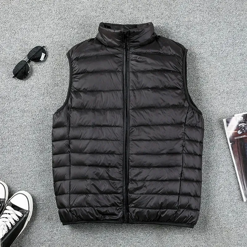 Erkek Aşağı Parkas Kış Erkekler Ördek Yelek Ceket Ultralight Kolsuz Küfür Ceket Ultra İnce Sıcak Hafif Yelek 230925