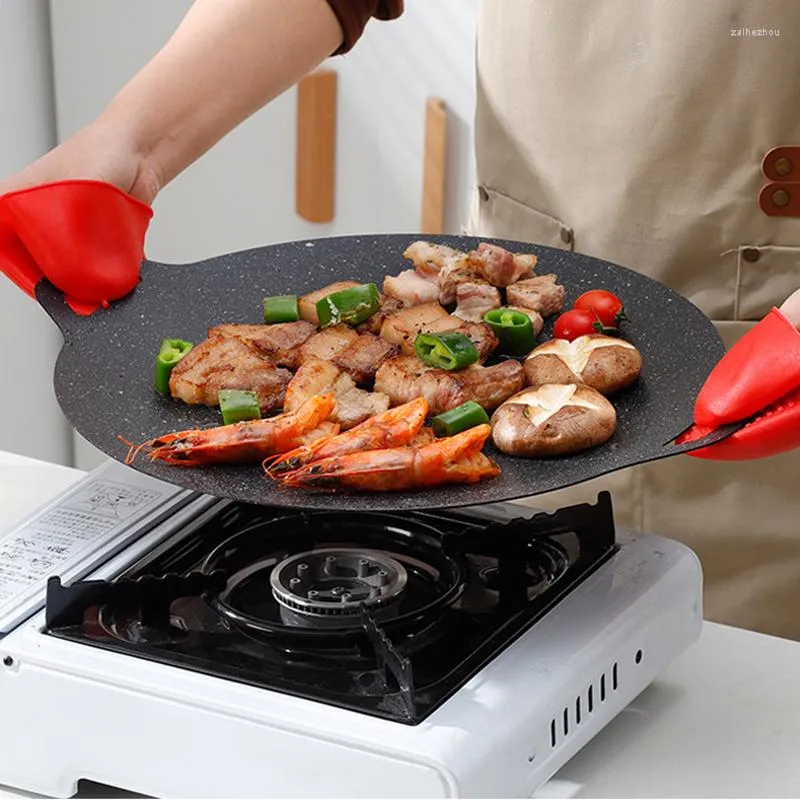 Portable Outdoor Camping Grill Plate Korean BBQ Stone Pot Frying