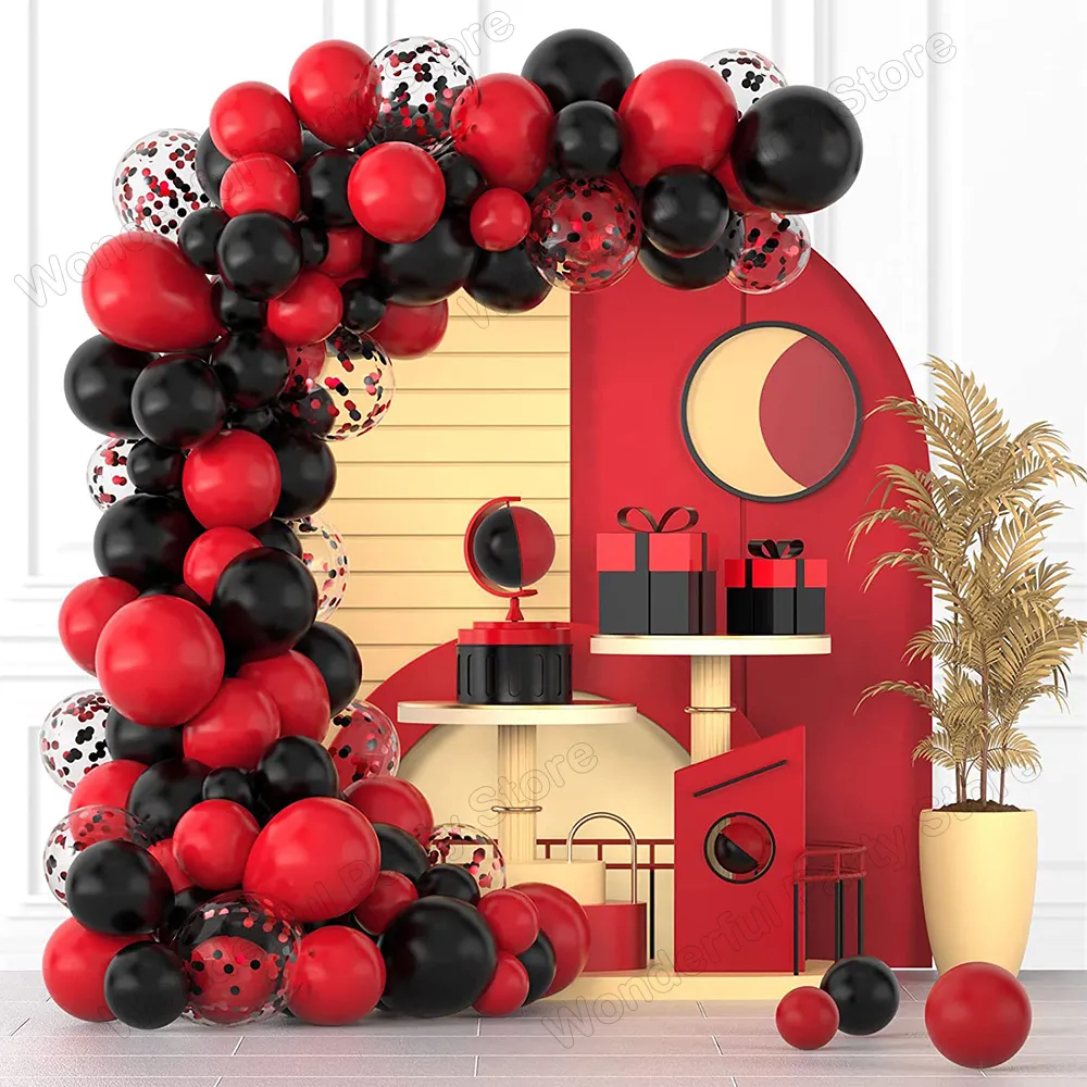 Andra evenemangsfestleveranser Red Balloon Garland Arch Kit Black Red Confetti Balloons Wedding Christmas Baby Shower Party Födelsedag Valentine Day Decoration 230923