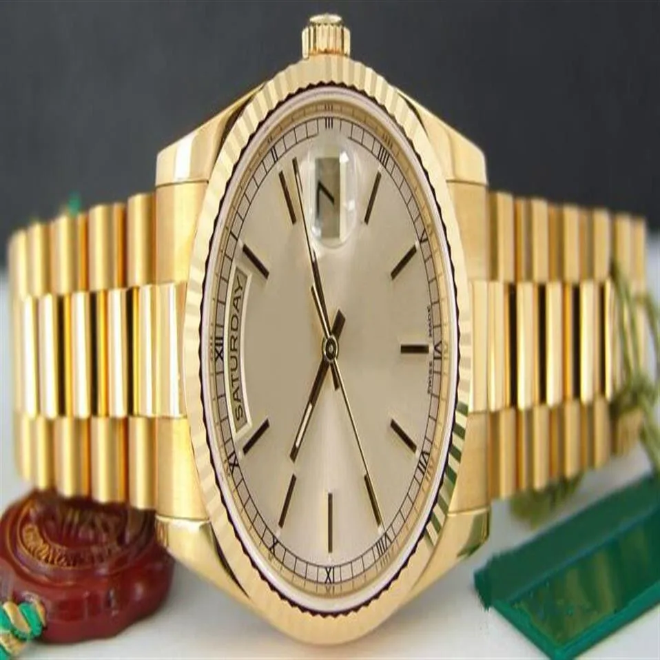 Fabriklieferant Luxus-Saphirautomatik 36 mm mechanisch 18 Karat GOLD Day-Date PRESIDENT 118238 Herrenuhr Watches308T