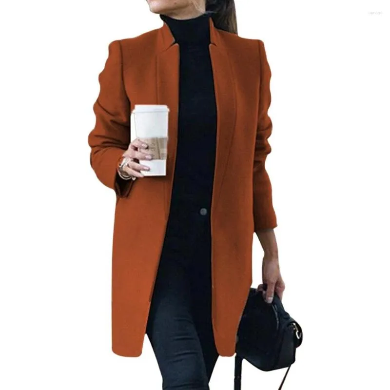 Women's Jackets Wool Coat Women Casual Solid Color Long Sleeve Stand Collar Slim Jacket Plus Size 5XL Autumn Winter Fashion