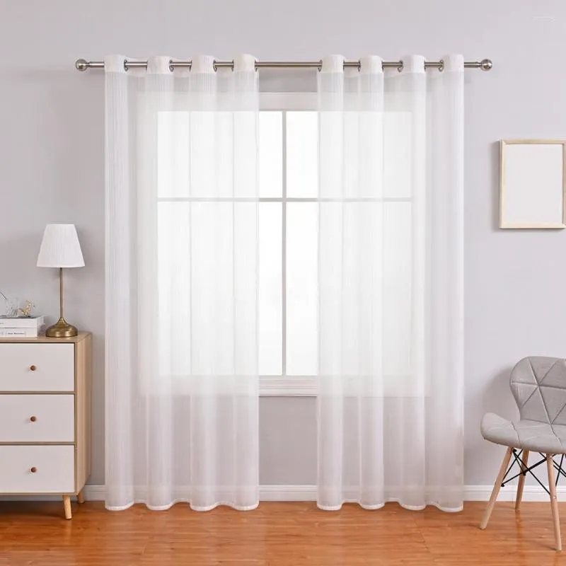 Rideau fenêtre poinçonnage Installation écran translucide solide blanc moderne fil chambre Tulle décor à la maison