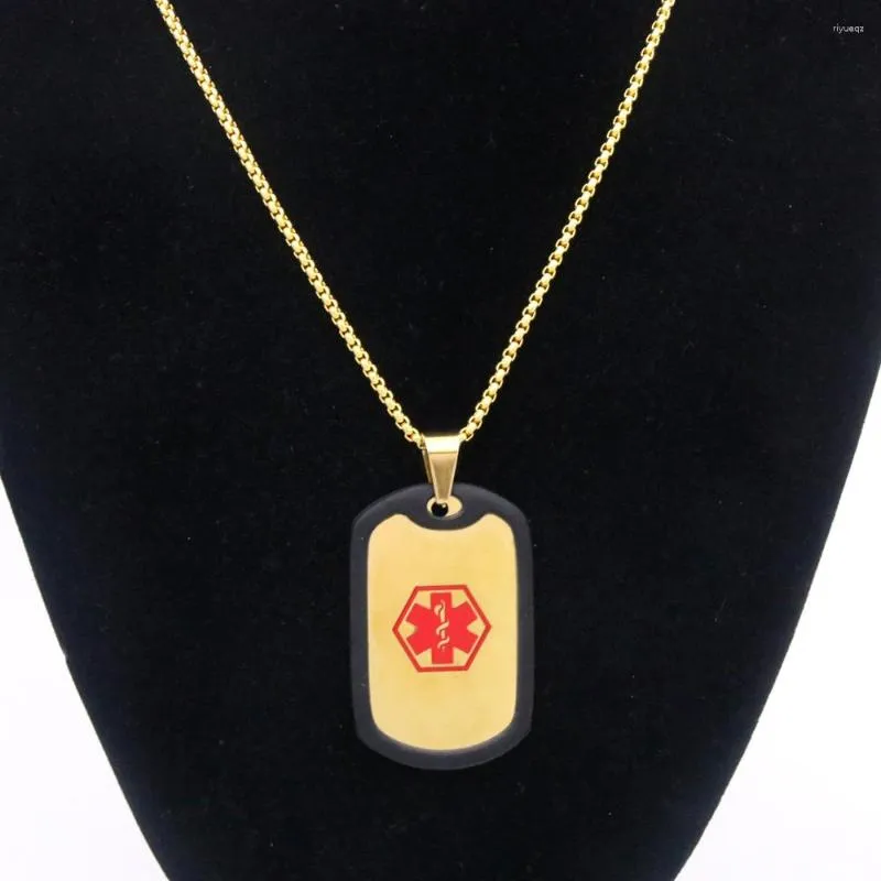 Pendentif Colliers Hommes Femmes Collier en acier inoxydable Alerte ID Militaire Dog Tag Étanche Bijoux Cadeau Accessoire