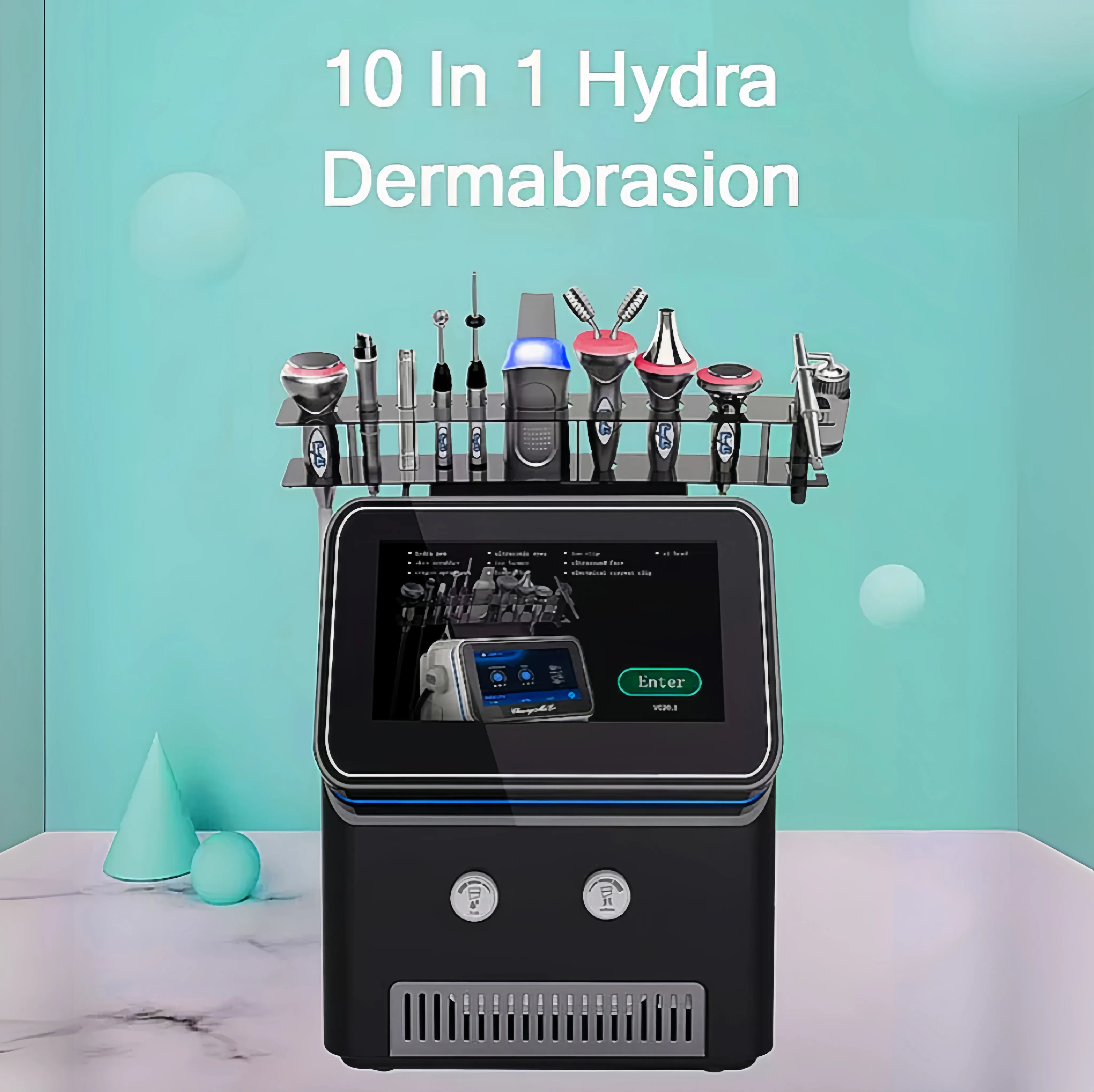 Portable 10 in 1 microdermabrasion skin firming hydra beauty solutions hydro dermabrasion machine for skin cleaning acne treatment