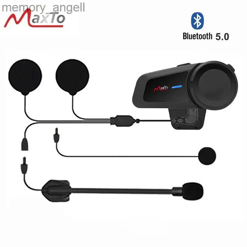 Walkie talkie Maxto M2 1000m Motorcycle Interphone Hełm Bluetooth słuchawkowy Moto Wireless Intercom dla 6 jeźdźców Talking FM Radio Waterproof HKD230925