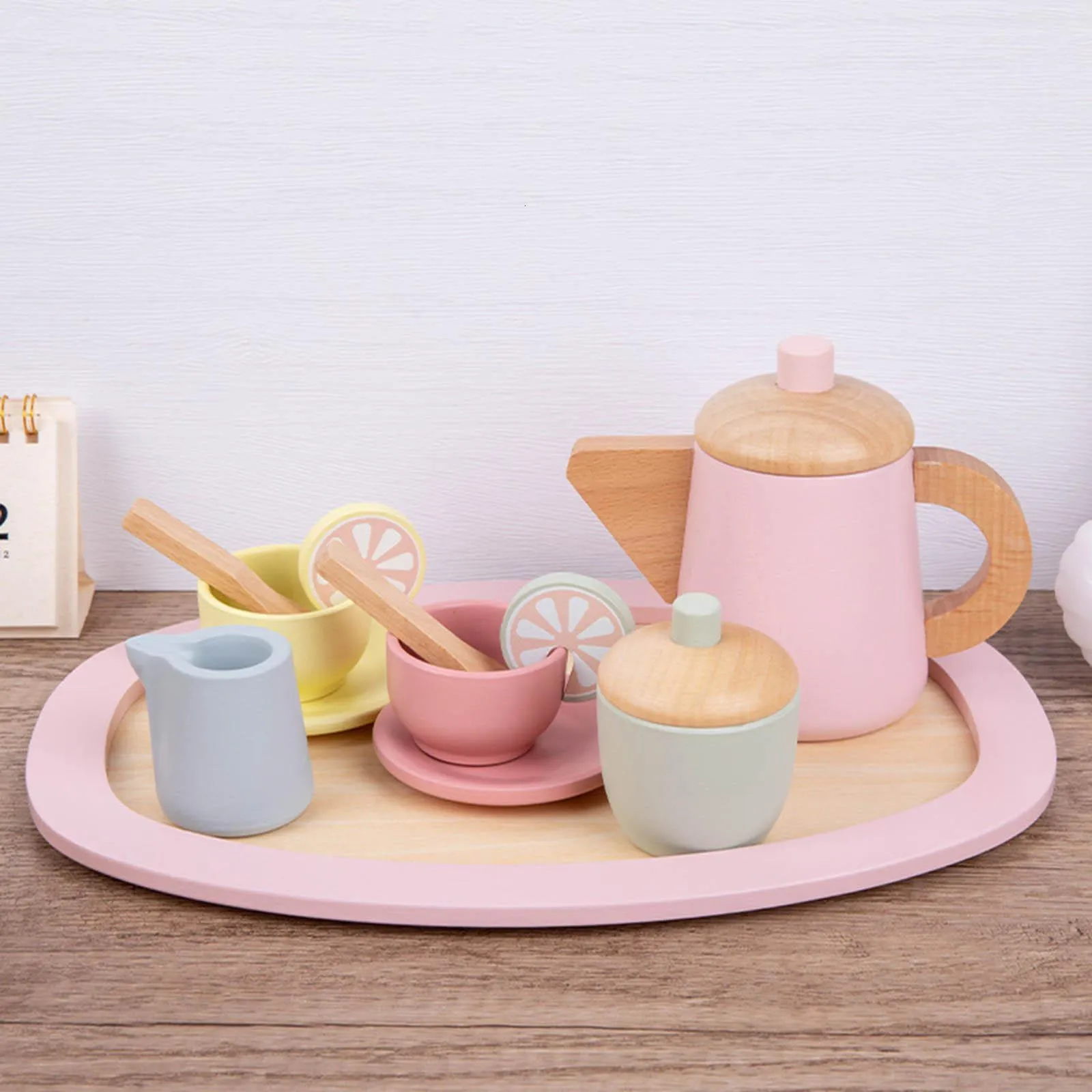 Kitchens Play Food Wooden Tea PartyCake Set Toy Pretend Learning Role Game Early Educational Toys For Toddlers Girls BoysKids Gifts 230925