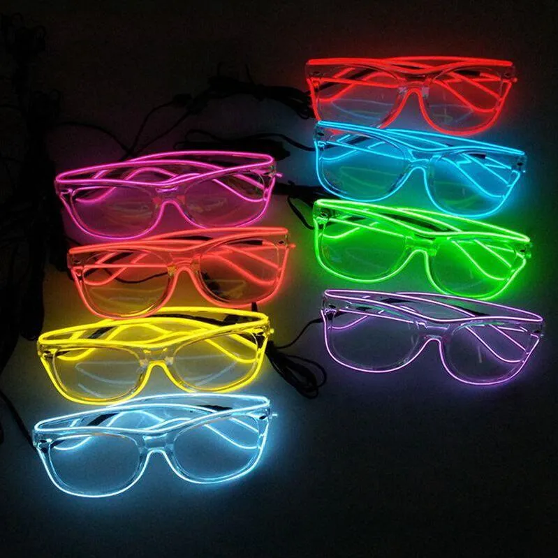 Party Favor Light Up LED Lunettes de soleil EL Wire Neon Lunettes Glow in The Dark Lunettes Neon Party Supplies pour enfants adultes Q585