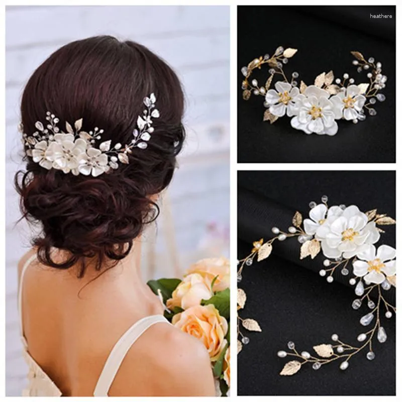 Pinces à cheveux bandeaux de fleurs blanches femmes filles coiffure de mariée Super fée perles strass bandeaux style bijoux accessoires