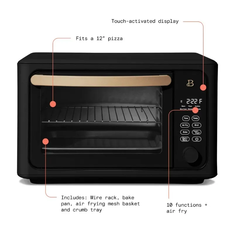 Beautiful Touchscreen Air Fryer Toaster Oven Black Sesame by Drew Barrymore