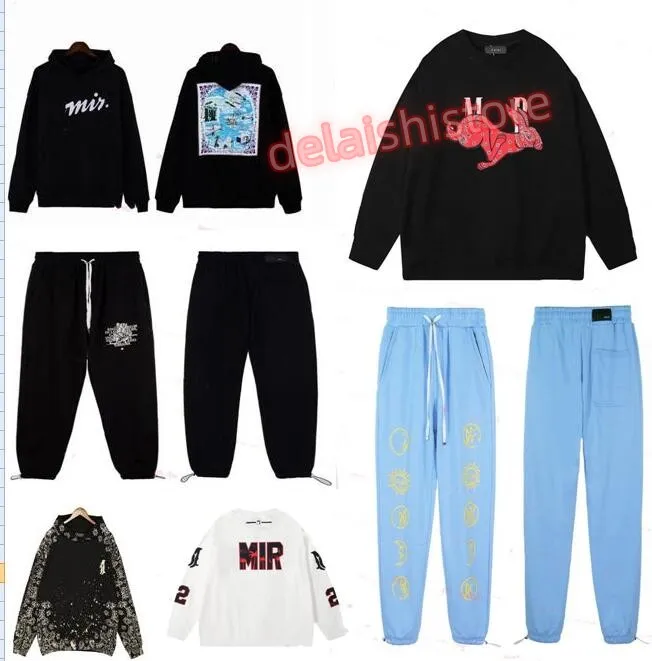 Hommes Femmes Designers A Miri Sweats à capuche Pantalons Hiver Chaud Homme Vêtements Noir Tops À Manches Longues Pull Cotons Vêtements Survêtements Ensembles Sweatshirts Amirs Bleu Noir