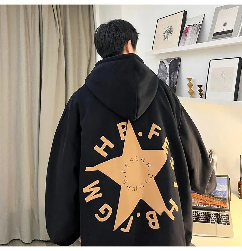 Women's Hoodies Korea femspetsig stjärntryck Mens Autumn Letter Casual Sweatshirts Streetwear Embroidery Loose Cotton Top Men 2023