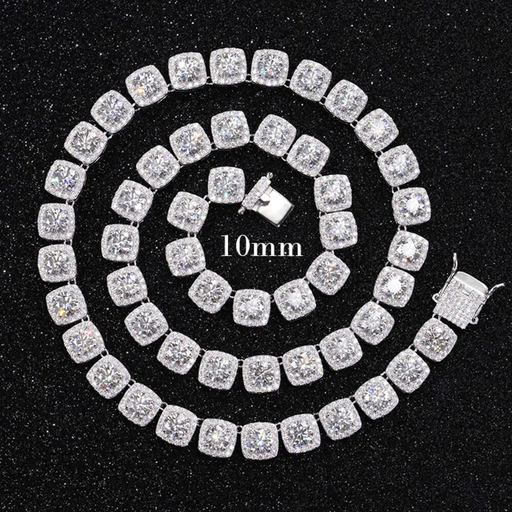 Moissanite designer diamanthalsband för mens kubansk kedjerappare 10mm sterling sier vvs länk kvinnor smycken full present mode gratis frakt gras