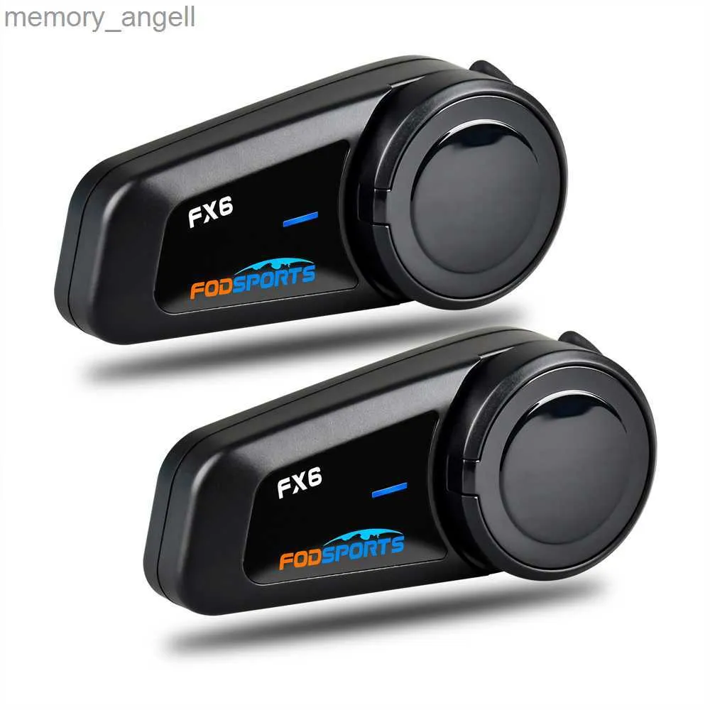 Walkie Talkie 2PCS FX6ヘルメットインターコムオートバイヘルメットBluetoothヘッドセット6ライダー1000mグループBTインターホンFMラジオHKD230925