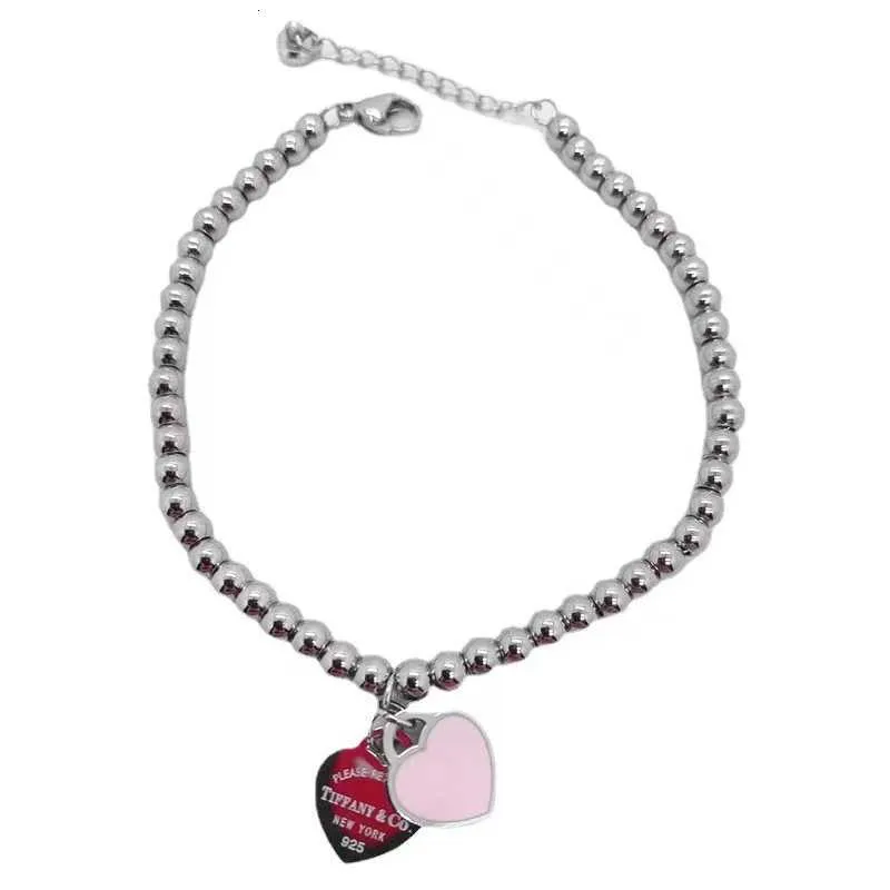 Fashion t Jewelry Women Stainless Beaded Bracelet Forever Love Enamel Pink Blue Heart Charms Pulsera Bracelets H1115idtm