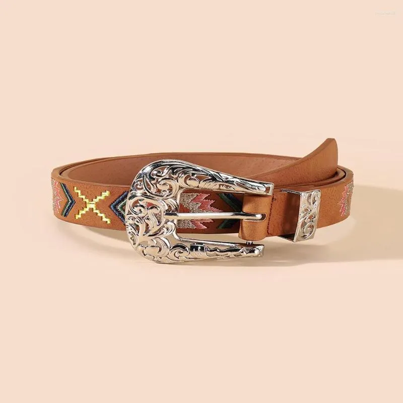 Belts Two Piece Set With Hollowed Out Embroidery Versatile And Fashionable Personality 2.5 Straight Decorative Belt