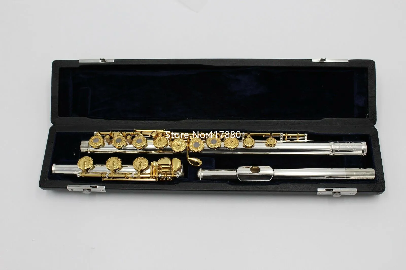 Ny offset 17 Open Hole B Foot Silver Plated C Key Flute Gold Plaed Keys Musikinstrument med Case Free Frakt 00