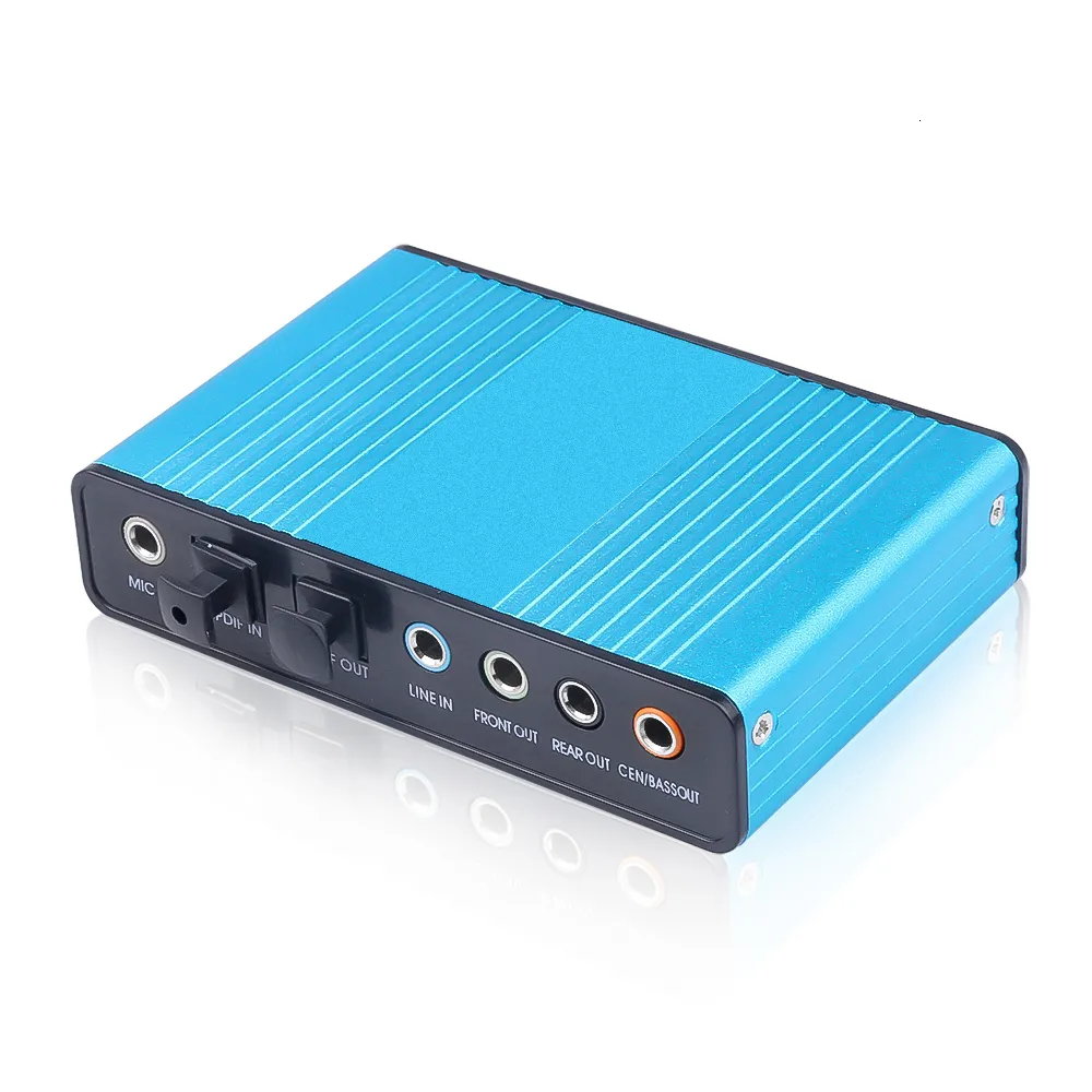 Geluidskaarten 6-kanaals USB 2.0-geluidskaart Audiokaartadapter Glasvezel 5.1-geluidskaart SPDIF-controller Audiokaart voor pc Laptop Computer 230925