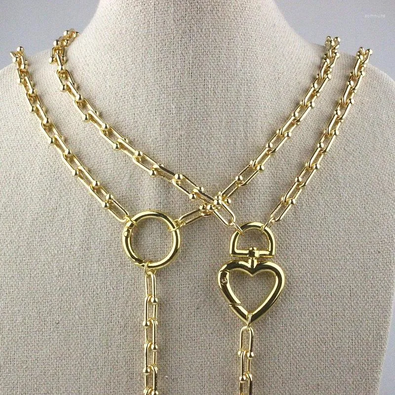 Pendant Necklaces 16inch 5pcs/lot Design Plated Clasp Necklace Round/heart Component Rosary Chain Wholesale